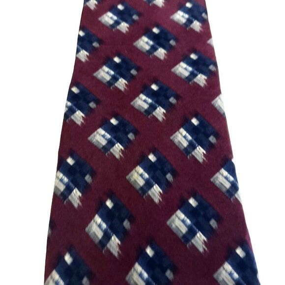 Contissima Purple Blue Abstract‎ Italy Print Short Silk Tie - Picture 2 of 6